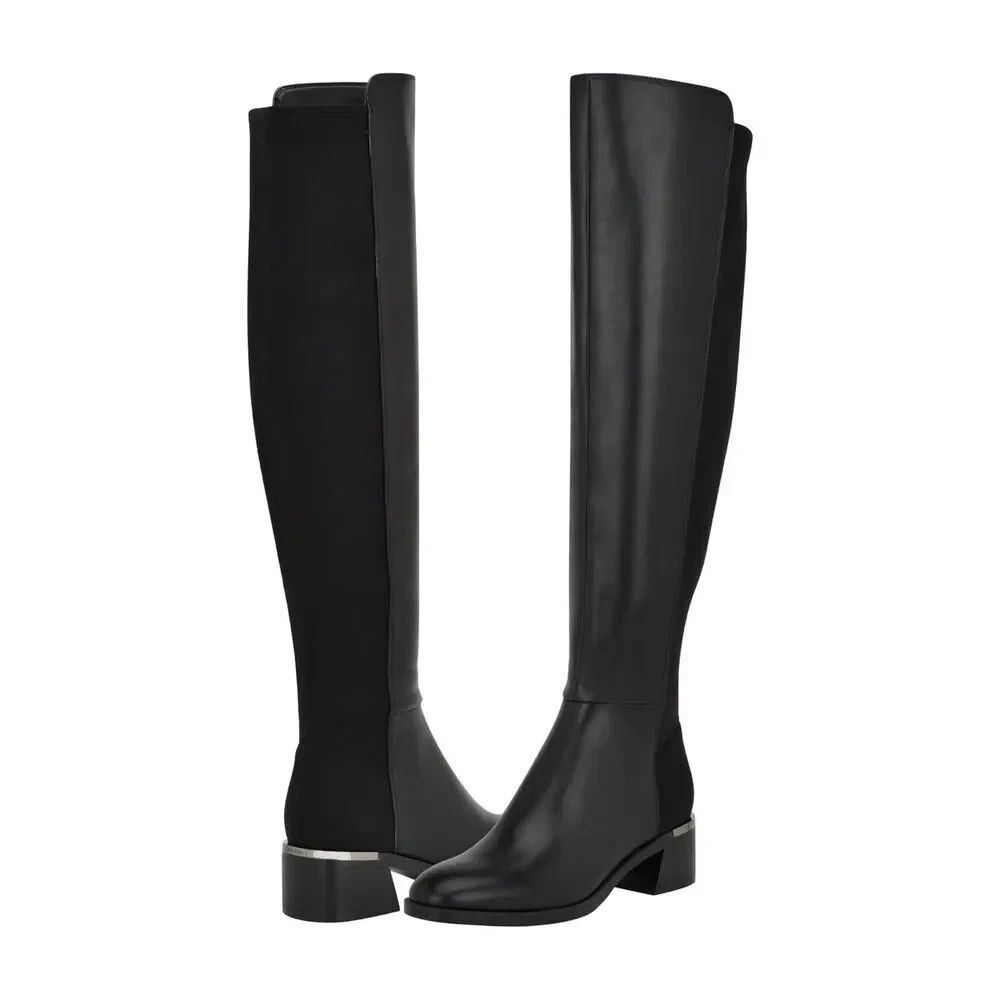 Calvin Klein Jotty 2 Black Faux Leather Over The Knee Boots US 5.5 EU 35.5